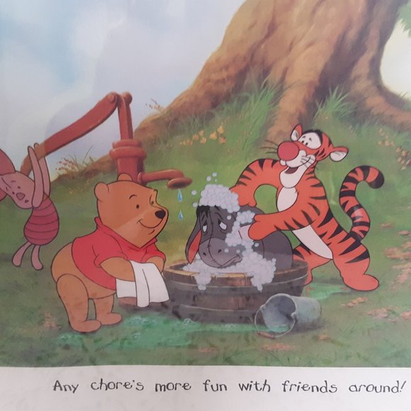 Vintage Winnie The Pooh - With Tigger, Piglet & Eeyore - 11x14 Framed Picture - Picture 3 of 4